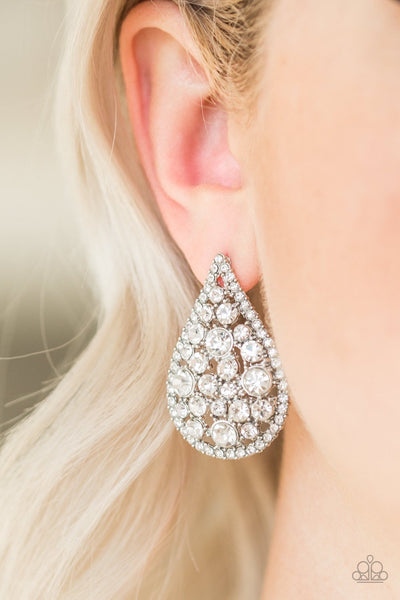 Paparazzi REIGN-Storm - White Post Earrings