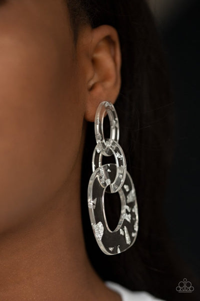 Paparazzi Confetti Congo - White Post Earrings