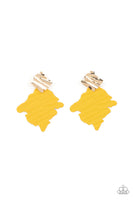 Paparazzi Crimped Couture - Yellow Post Earrings