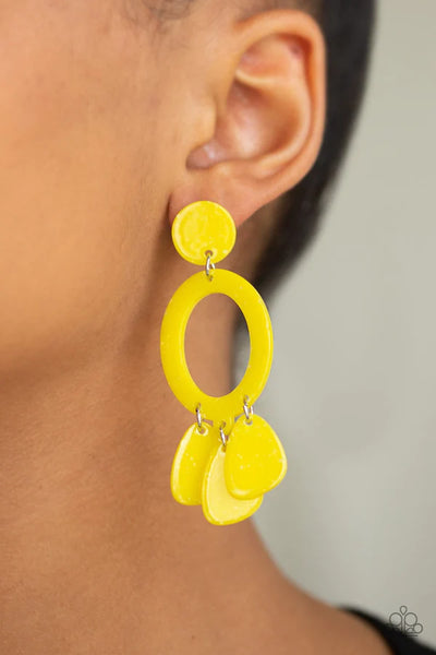 Paparazzi Sparkling Shores - Yellow Post Earrings