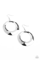 Paparazzi Fiercely Faceted - Silver Earrings