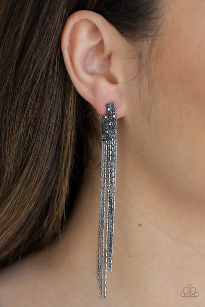 Paparazzi Radio Waves - Black Post Earrings