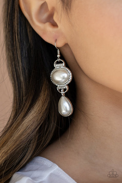 Paparazzi Icy Shimmer - White Earrings