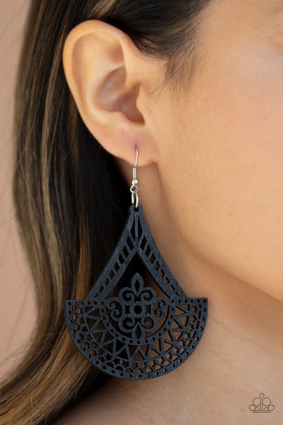 Paparazzi Tiki Sunrise - Black Wood Earrings