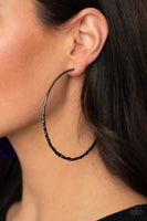Paparazzi Embellished Edge - Black Hoop Earrings