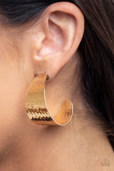 Paparazzi Flatten The Curve - Gold Hoop Earrings