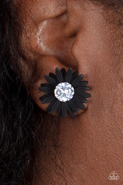 Paparazzi Sunshiny DAIS-y - Black Post Earrings