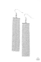 Paparazzi Top-Down Shimmer - White Earrings