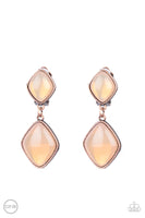 Paparazzi Double Dipping Diamonds - Copper Clip-On Earrings