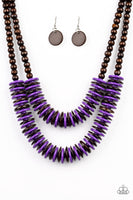 Paparazzi Dominican Disco - Purple Wood Necklace