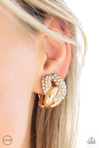 Paparazzi Definitely Date Night - Gold Clip-On Earrings