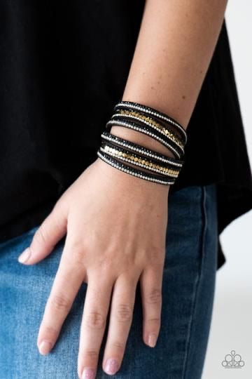 Paparazzi Rock Star Attitude - Black Wrap Bracelet
