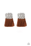 Paparazzi Plume Bloom - Brown Post Earrings