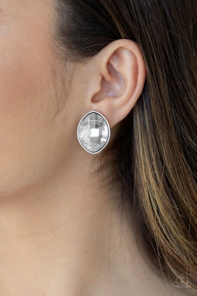 Paparazzi Movie Star Sparkle - White Post Earrings