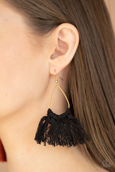 Paparazzi Tassel Treat - Black Earrings
