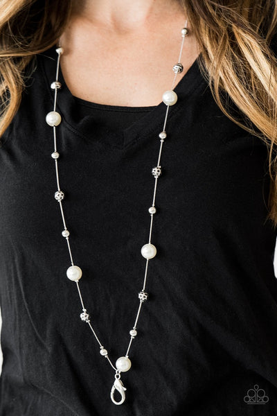 Paparazzi Eloquently Eloquent - White Lanyard Necklace
