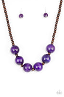 Paparazzi Oh My Miami - Purple Wood Necklace