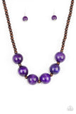 Paparazzi Oh My Miami - Purple Wood Necklace