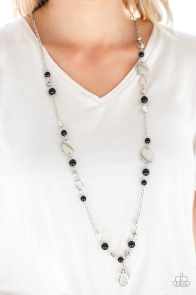 Paparazzi Serenely Springtime - Black Lanyard Necklace