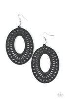 Paparazzi Retro Retreat - Black Wood Earrings