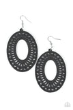Paparazzi Retro Retreat - Black Wood Earrings