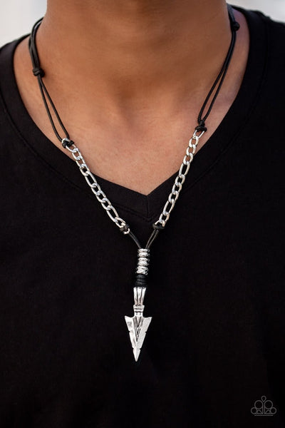 Paparazzi Keep Your ARROWHEAD Up - Black Men’s Necklace