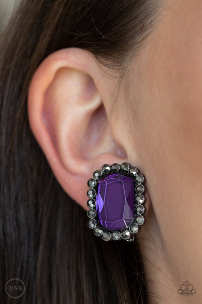 Paparazzi Glitter Enthusiast - Purple Clip-On Earrings