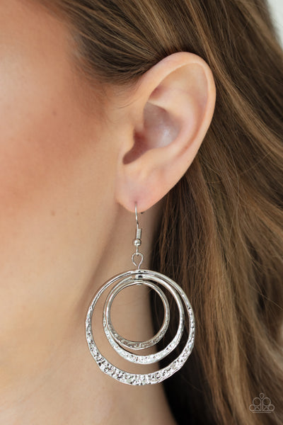 Paparazzi Metallic Ruffle - Silver Earrings