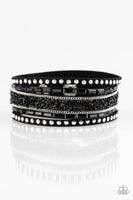 Paparazzi Rhinestone Rocker - Black Wrap Bracelet