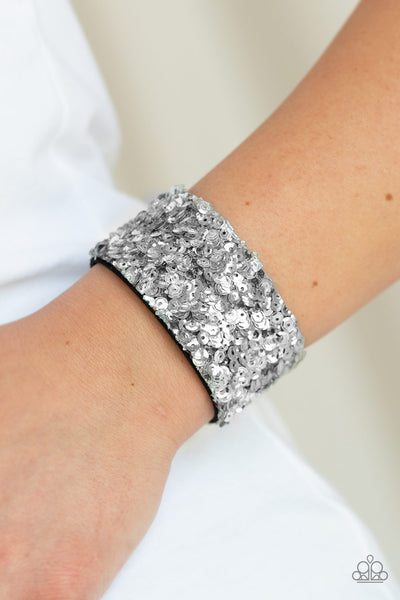 Paparazzi Starry Sequins - Silver Wrap Bracelet