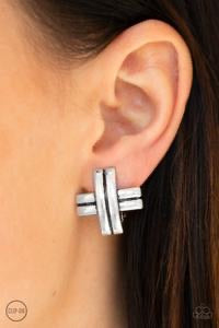 Paparazzi Couture Crossover - Silver Clip-On Earrings