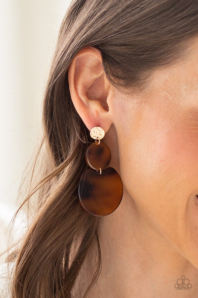 Paparazzi Miami Mariner – Gold Post Earrings