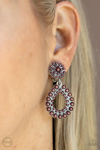Paparazzi Discerning Droplets - Brown Clip-On Earrings