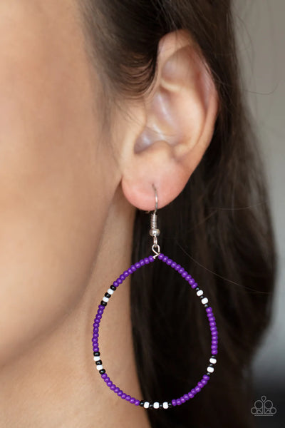 Paparazzi Keep Up The Good BEADWORK - Purple Earrings