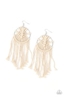 Paparazzi MACRAME, Myself, and I - White Earrings