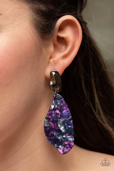 Paparazzi Fish Out Of Water - Purple Post Earrings