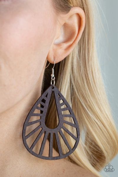 Paparazzi Coachella Chill - Brown Wood Earrings