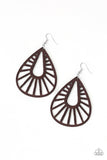 Paparazzi Coachella Chill - Brown Wood Earrings