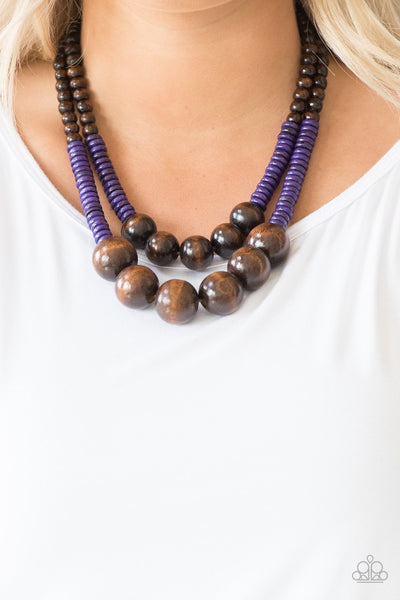 Paparazzi Cancun Cast Away - Purple Wood Necklace