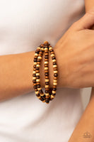 Paparazzi Oceania Oasis - Brown Wood Bracelet
