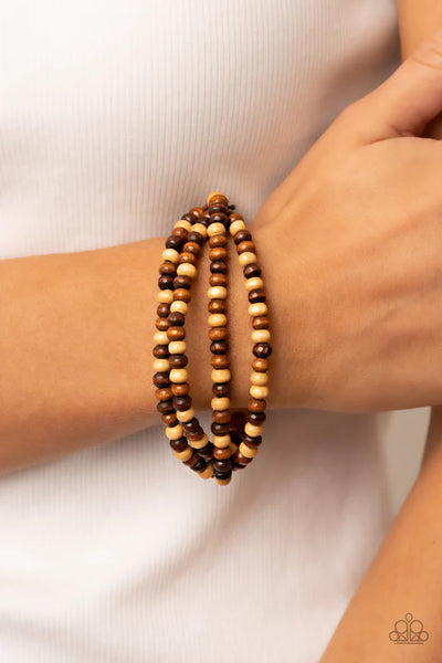 Paparazzi Oceania Oasis - Brown Wood Bracelet