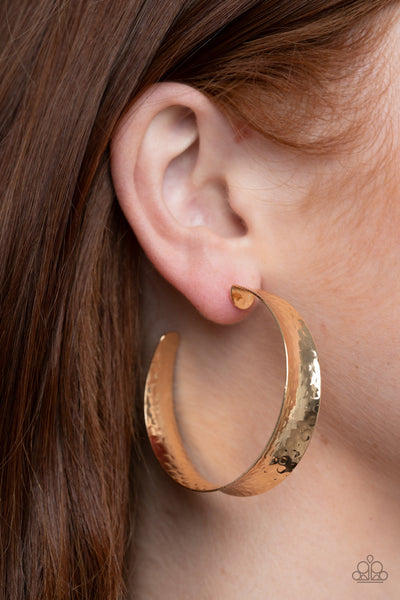 Paparazzi Fearlessly Flared - Gold Hoop Earrings