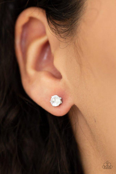 Paparazzi Delicately Dainty - White Post Earrings