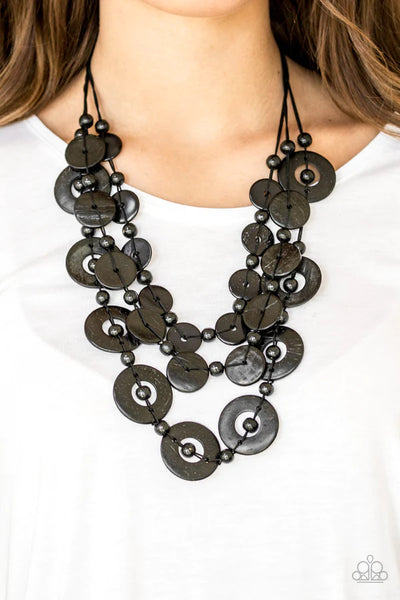 Paparazzi Catalina Coastin - Black Wood Necklace