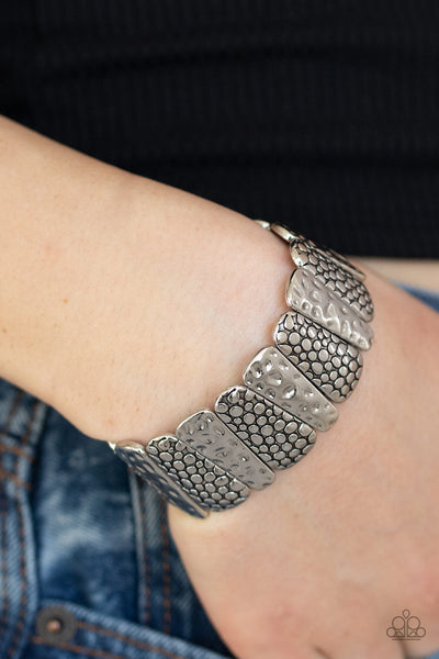 Paparazzi Texture Takedown - Silver Bracelet