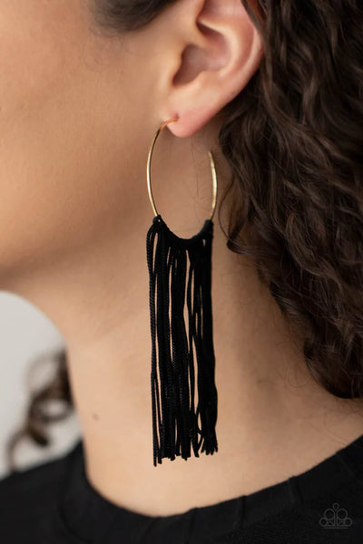 Paparazzi Flauntable Fringe - Gold Hoop Earrings