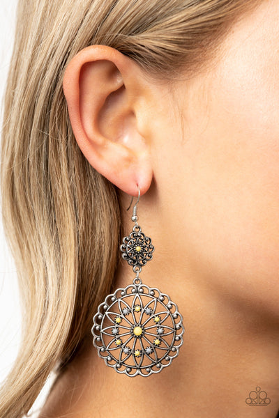 Paparazzi Beaded Brilliance - Yellow Earrings