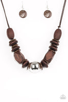 Paparazzi Grand Turks Getaway - Brown Wooden Necklace