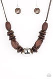 Paparazzi Grand Turks Getaway - Brown Wooden Necklace