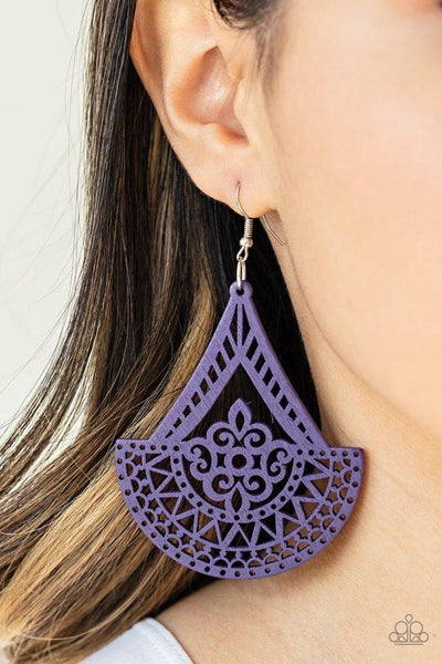 Paparazzi Tiki Sunrise - Purple Wood Earrings